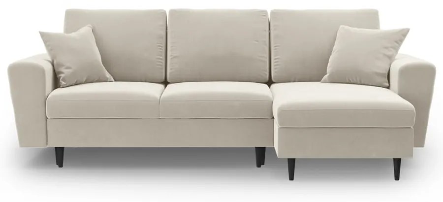 Бежов кадифен разтегателен ъглов диван с място за съхранение Kyoto – Cosmopolitan Design