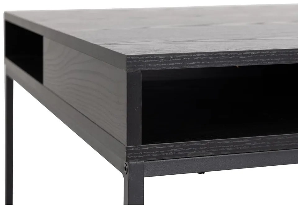 Черна масичка за кафе с ясенов плот 80x80 cm Willford – Actona