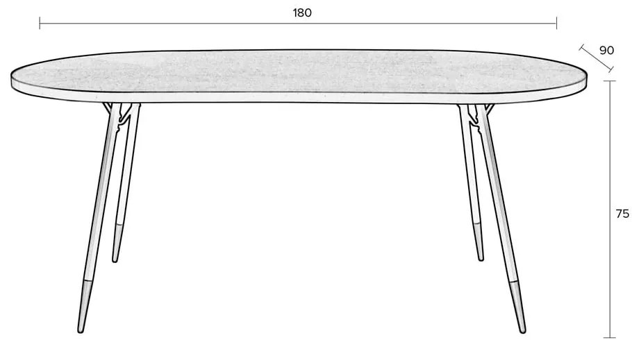 Маса за хранене с плот от ясенова дървесина 90x180 cm Denise - White Label