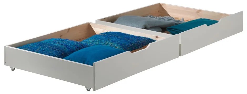 Бели чекмеджета за под детско легло 2 бр Pino - Vipack