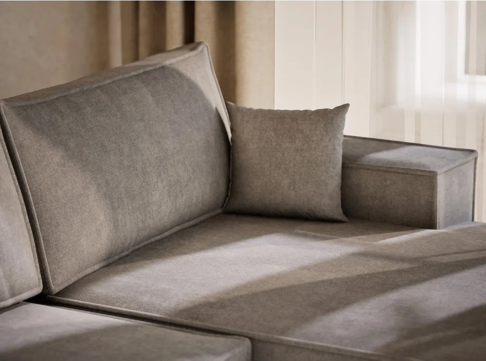 Сиво-бежов шенилов сгъваем/с място за съхранение ъглов диван (U форма) Kyoto – Maison de Rêve