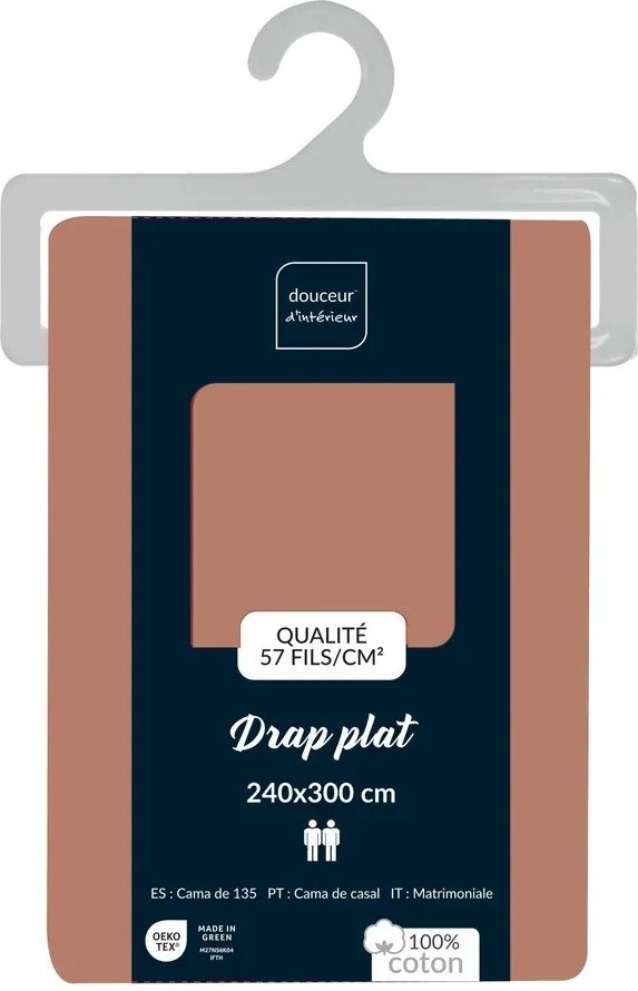 Памучен чаршаф в цвят сьомга 240x300 cm Lina – douceur d'intérieur