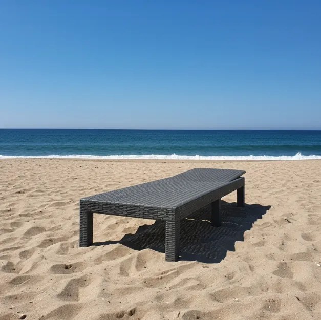 Сгъваем шезлонг за басейн и тераса PREMIUM - сив