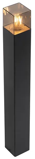 Подова лампа за външно осветление черна 70 см IP44 с димно стъкло - Denmark