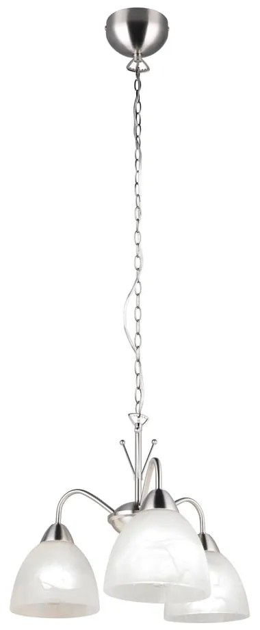 Бяло-сребристо висящо осветително тяло със стъклен абажур ø 43 cm Dobby – Trio