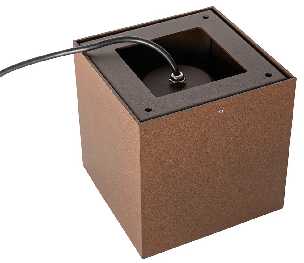 Индустриален градински прожектор ръждясал кафяв квадратен IP65 AR111 - Lennard