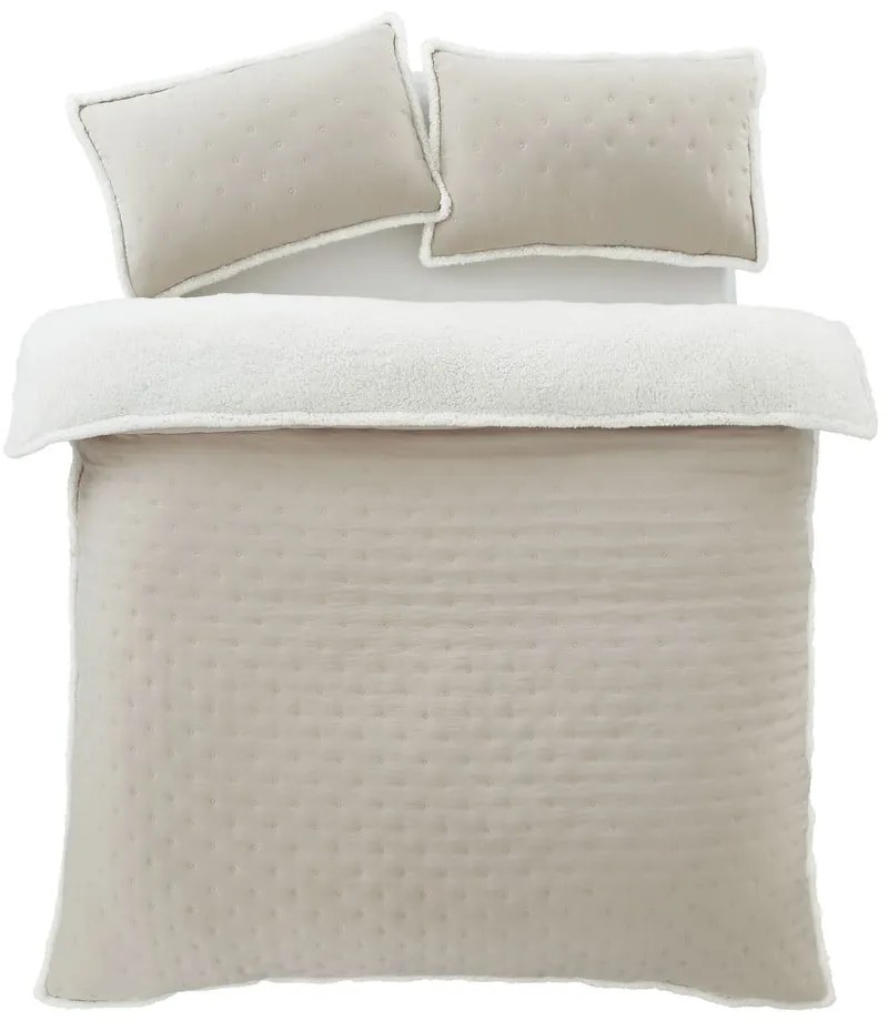 Кремаво двойно спално бельо от шерпа 200x200 cm Cosy Nori – Catherine Lansfield