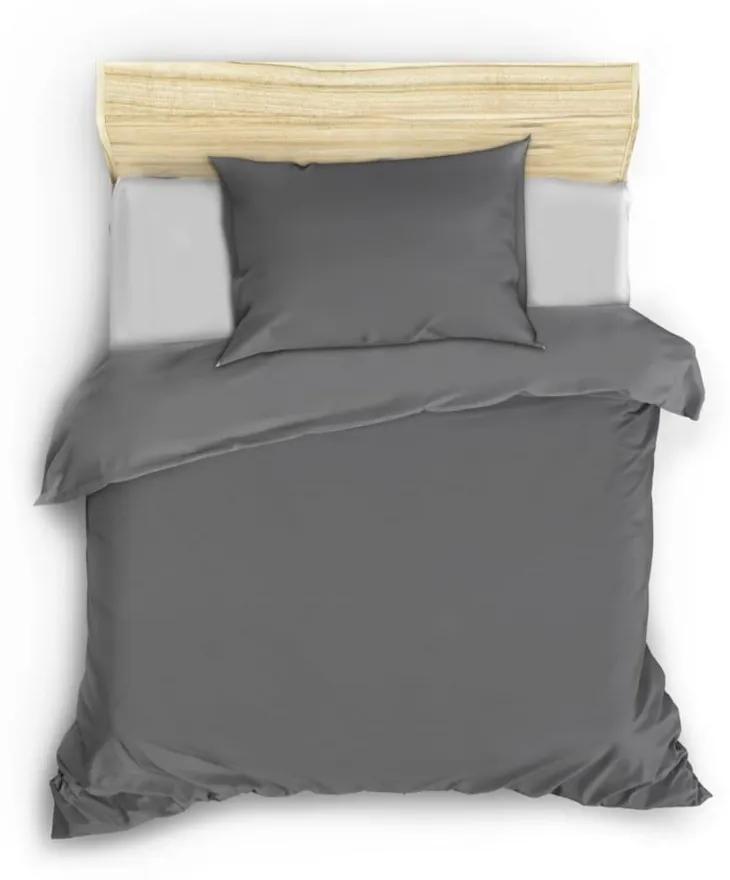 Тъмносиво памучно спално бельо от сатен за единично легло 140x200 cm - Mijolnir