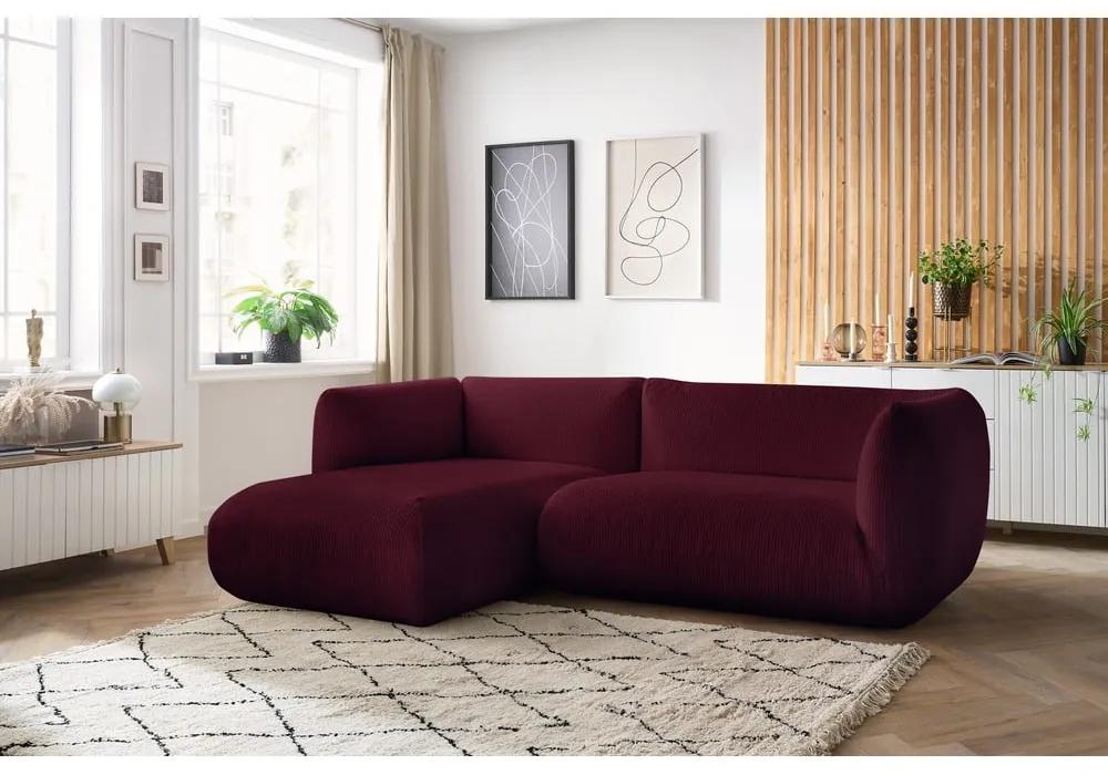 Ъглов диван от велур в цвят бордо (ляв ъгъл) Lecomte - Bobochic Paris