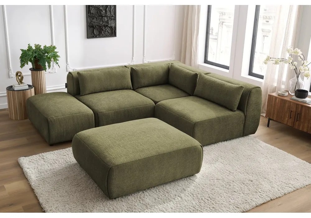 Зелен ъглов диван (променлив) Jeanne - Bobochic Paris