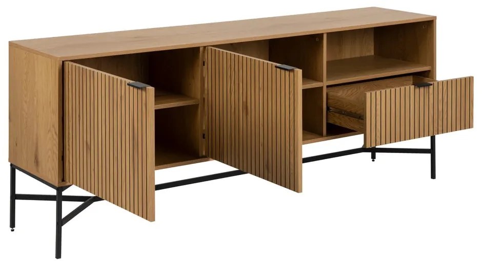 Нисък скрин от дъбов декор в естествен цвят 180x70 cm Jaipur – Actona