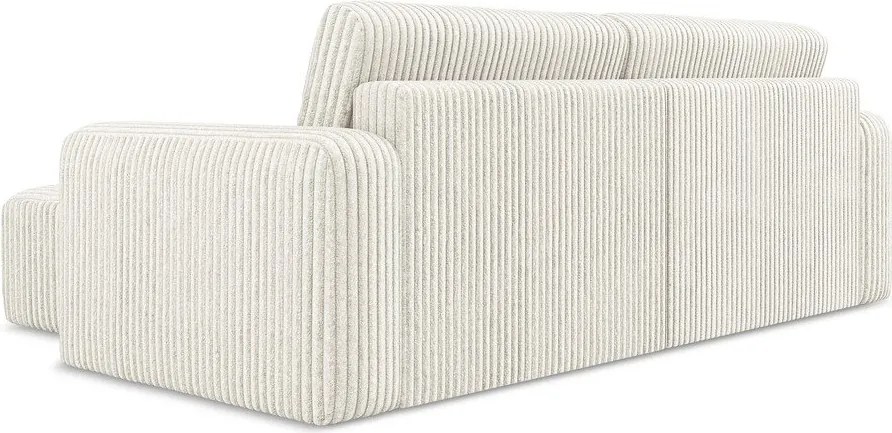 Кремав сгъваем/с място за съхранение ъглов диван от рипсено кадифе (десен ъгъл) Kona – Makamii