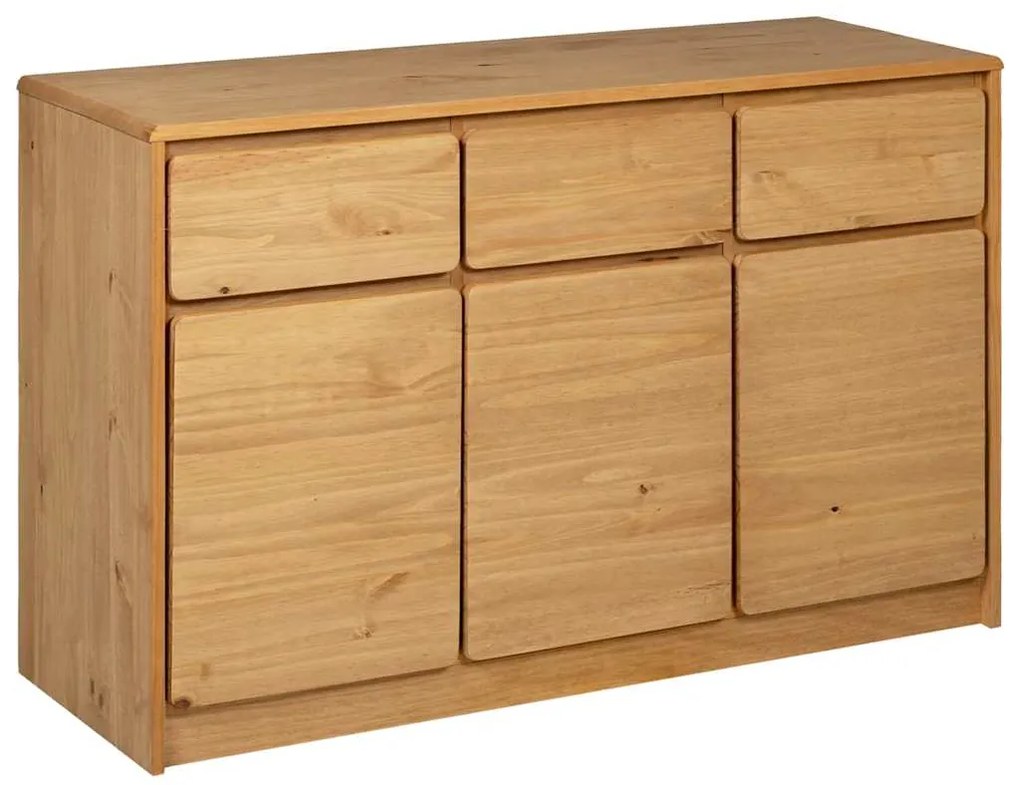 377601 vidaXL Бюфет "SAUDA", дъб, 114x43x75,5 см, борово дърво масив