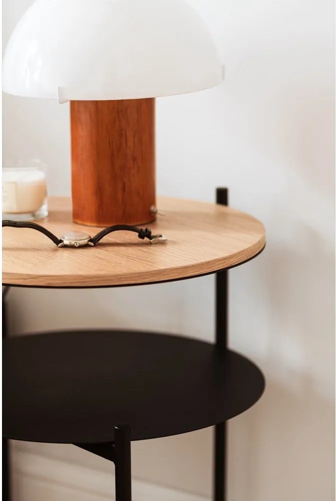 Черно/в естествен цвят нощно шкафче с дъбов плот Tu – noo.ma