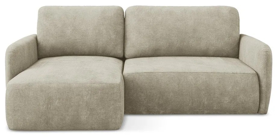 Бежов шенилов разтегателен ъглов диван с място за съхранение (ляв ъгъл) Lilo – Makamii