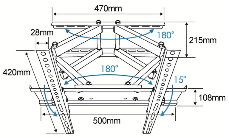 Стойка за телевизор Esperanza ERW004, Стенен монтаж, От 26 до 70 inch, Макс 55 кг, Vesa 400x400, Черен