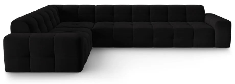 Ъглов диван от черно кадифе (ляв ъгъл) Kendal - Micadoni Home