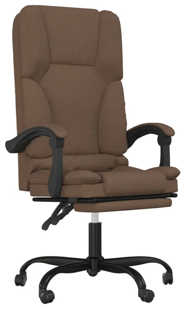 349674 vidaXL Масажен наклоняем офис стол, кафяв, текстил