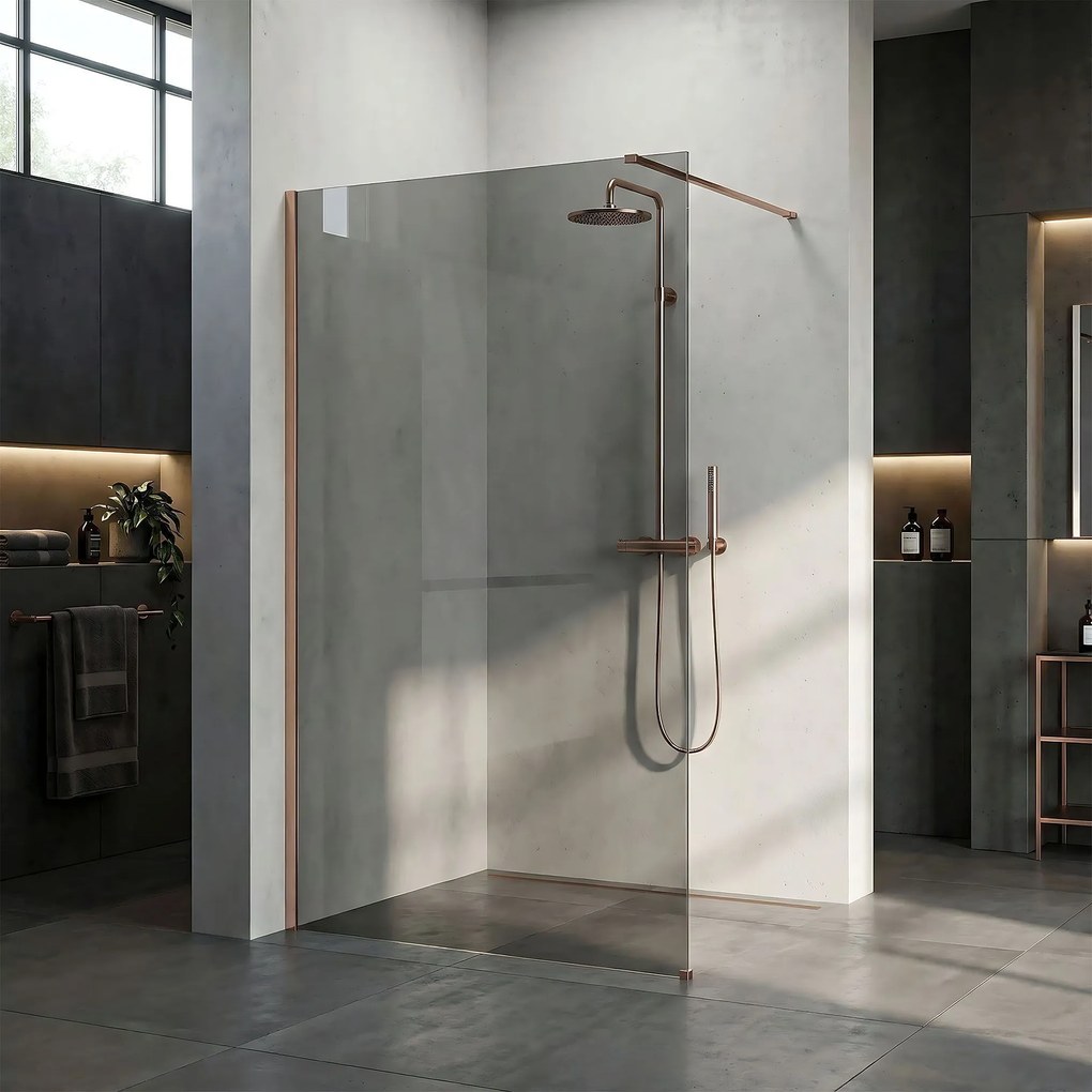 Параван за душ Rea Flexi Grey / Brush Copper 130