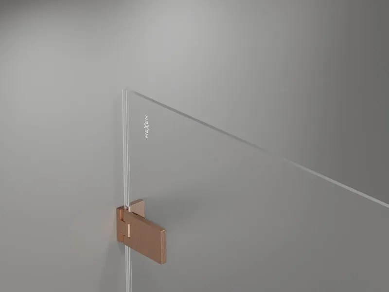 Mexen Lunar-F Duo сгъваема душ кабина 100 x 80 см, прозрачна, изчеткана мед - 836-100L-080P-65-00
