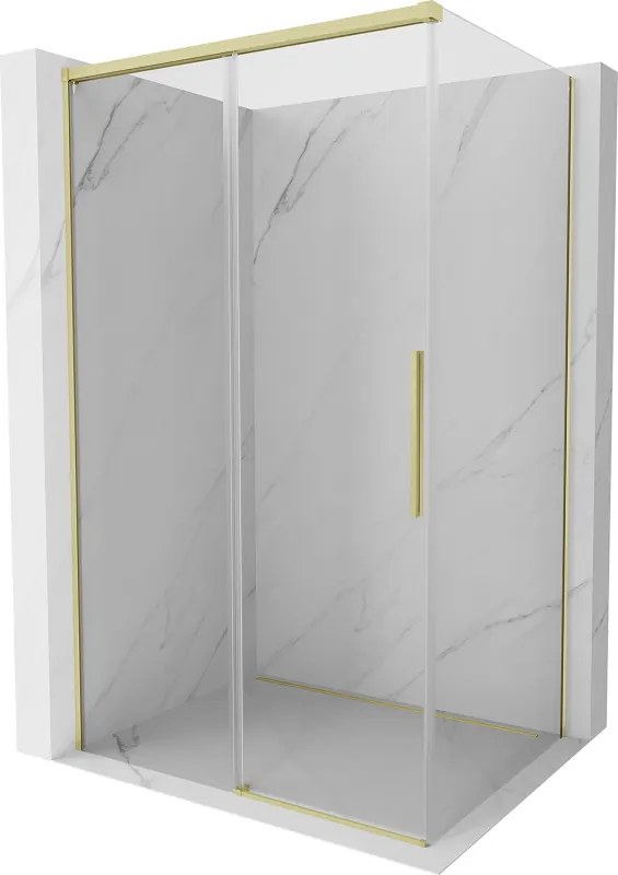 Mexen Rox разтегателна душ кабина 100 x 80 см, прозрачна, златисто матирана