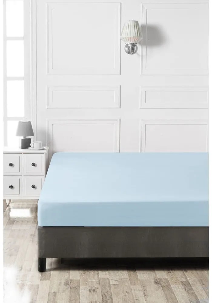 Светлосин еластичен памучен чаршаф 140x200 cm – Mijolnir