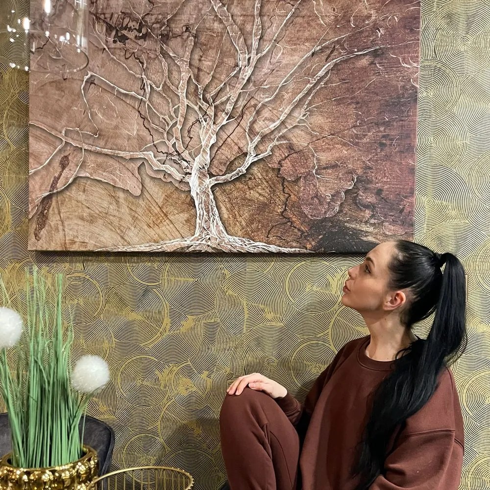 Картина на платно – Корона на дърво с абстрактен нюанс
