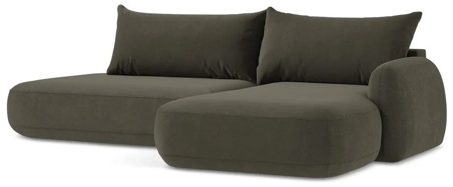 Кафяв сгъваем ъглов диван (десен ъгъл) Hale – Makamii