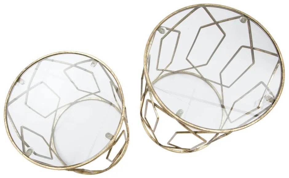 Кръгли странични маси със стъклен плот в комплект от 2 броя ø 42 cm Tunisi - Mauro Ferretti