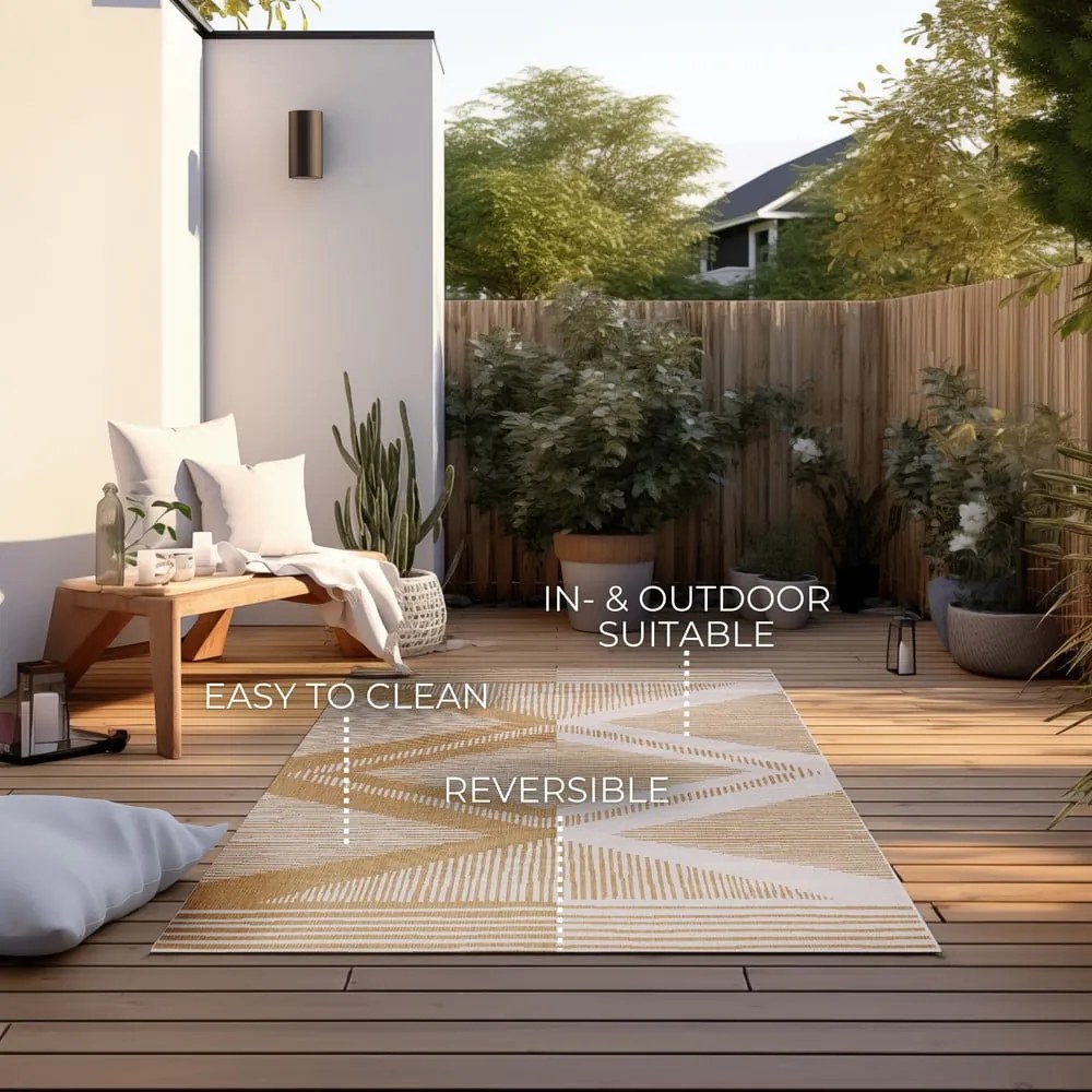 Външен килим в цвят жълта охра и кремаво 160x230 cm Gemini – Elle Decoration