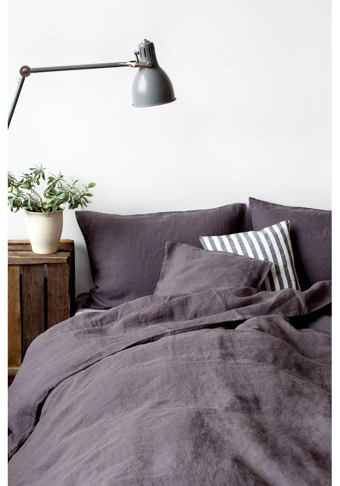 Тъмносива ленена калъфка за възглавница , 70 x 90 cm - Linen Tales