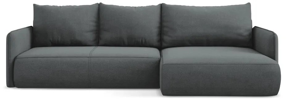 Сив разтегателен ъглов диван с място за съхранение (десен ъгъл) Nanea – Makamii