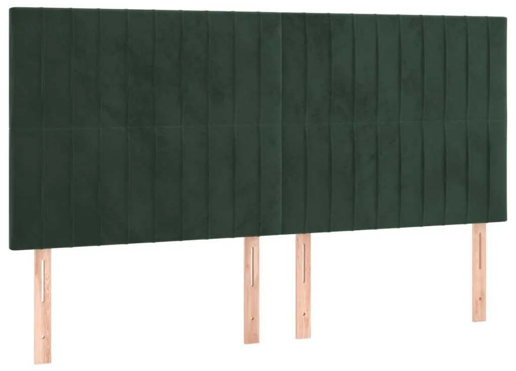 3116627 vidaXL Горни табли за легло, 4 бр, тъмнозелени, 80x5x78/88 см кадифе