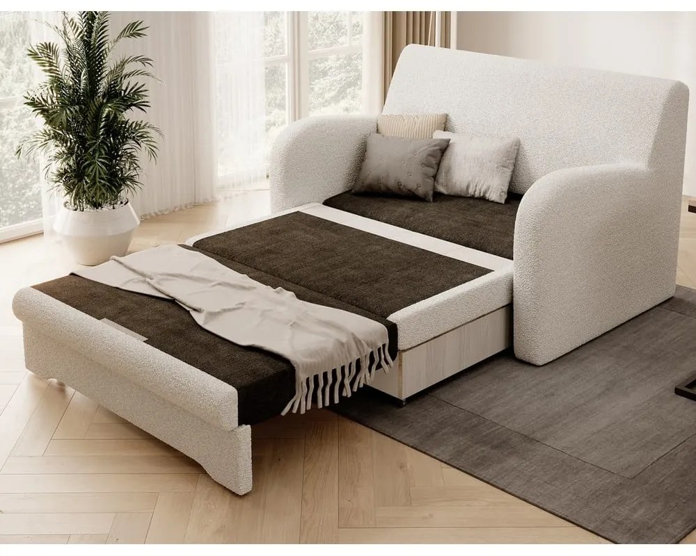 Бял разтегателен диван с място за съхранение от букле 130 cm Ario – ELTAP