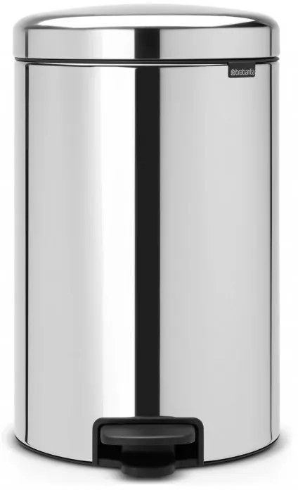 Кош за боклук с педал Brabantia NewIcon 649040, 20 л, Плавно затваряне, Противоплъзгаща основа, Инокс