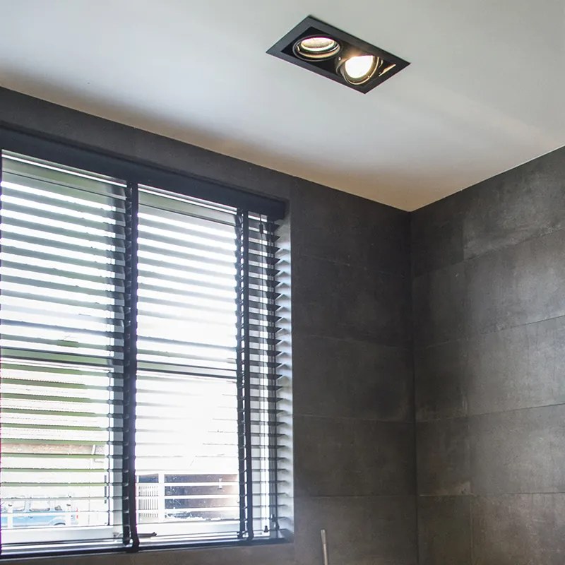 Вграден прожектор черен AR111 регулируем 2-светлина - Oneon