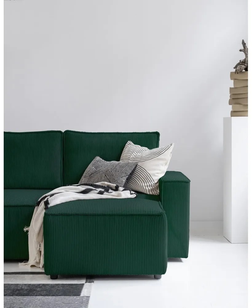 Тъмнозелен разтегателен ъглов диван от рипсено кадифе (променлив) Brave Dave – Miuform