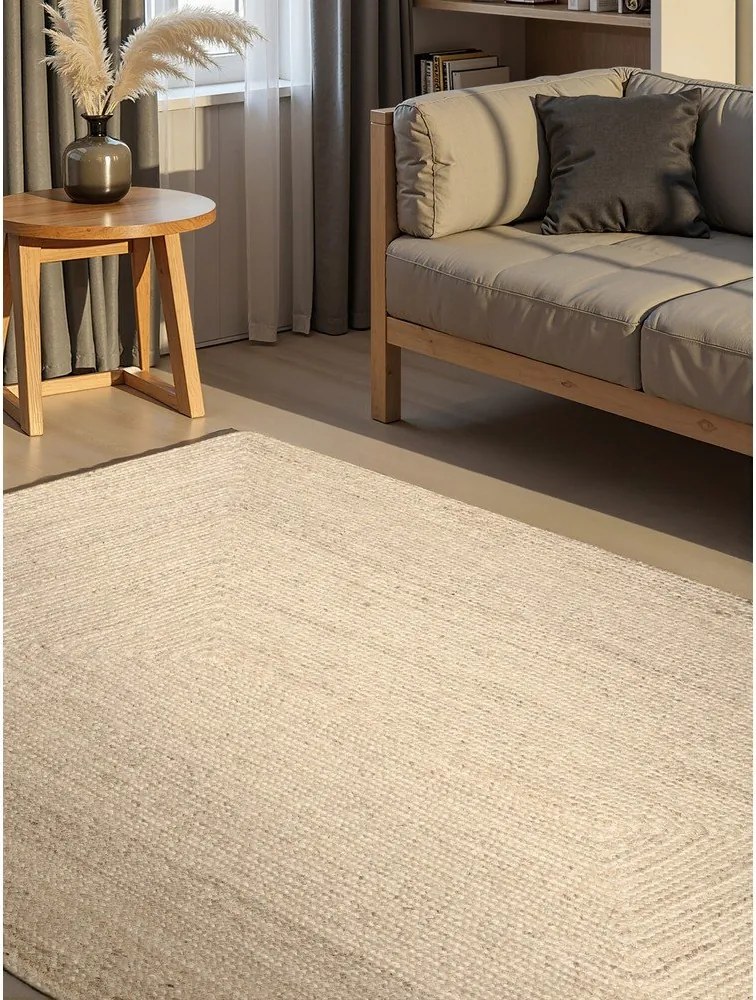 Кремав двустранен/ръчно изработен ютен килим 200x300 cm Juno – Hanse Home