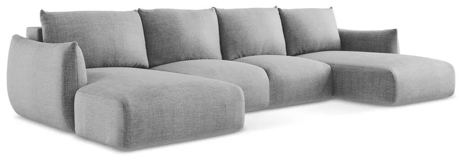 Светлосив сгъваем ъглов диван (U форма) Leila – Makamii