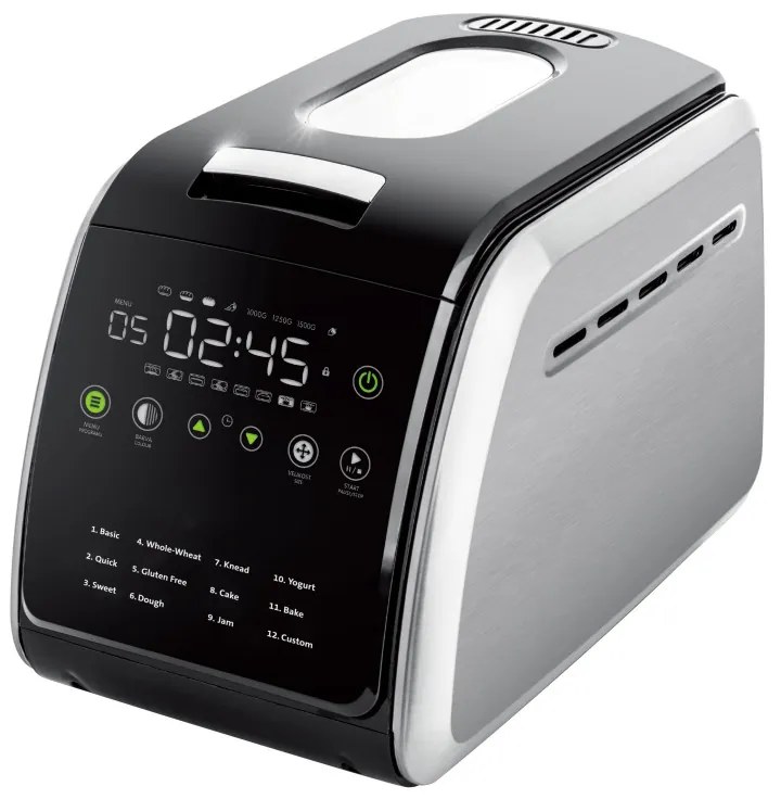 Разопакован: Хлебопекарна Oliver Voltz OV51446A, 850W, 1500 гр, 12 програми, LCD дисплей, Таймер, Сребрист/черен