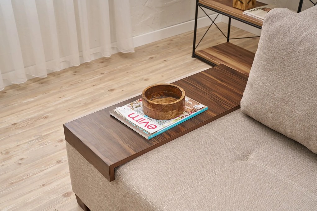 Троен разтегателен диван Perenna Linen, цвят Кремав