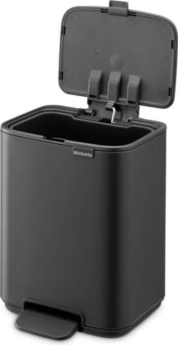 Кош за боклук Brabantia Bo Pedal 1010131, 4 л, Леко затваряне, Противоплъзгаща основа, Минерално покритие, Тъмносив