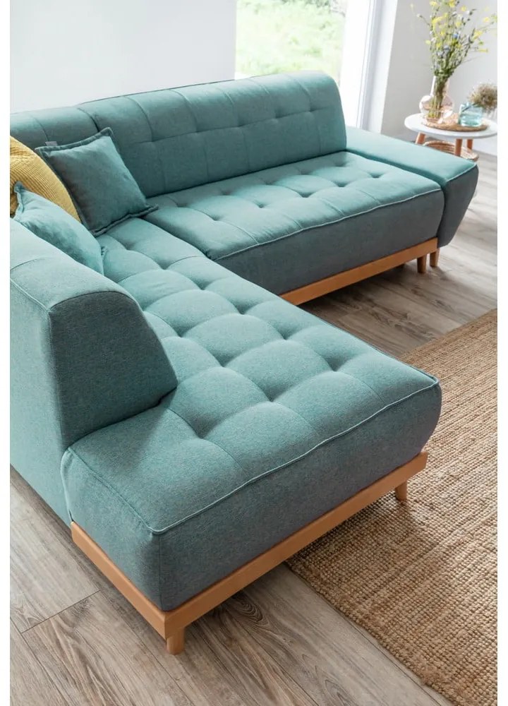 Тюркоаз разтегателен ъглов диван (ляв ъгъл) Dazzling Daisy – Miuform