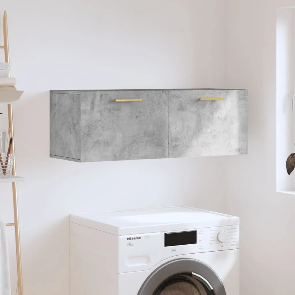 830120 vidaXL Стенен шкаф, бетонно сив, 100x36,5x35 см, инженерно дърво