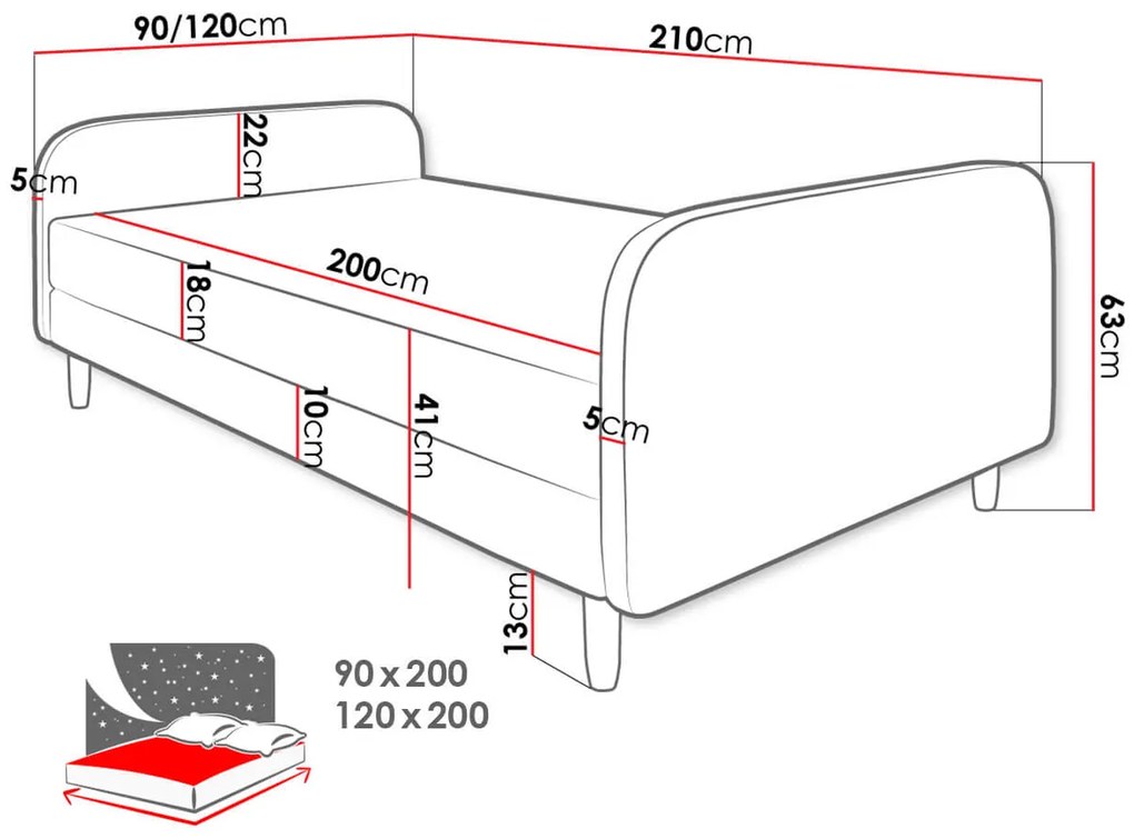 Тапицирано легло Hot III-Black-120 x 200