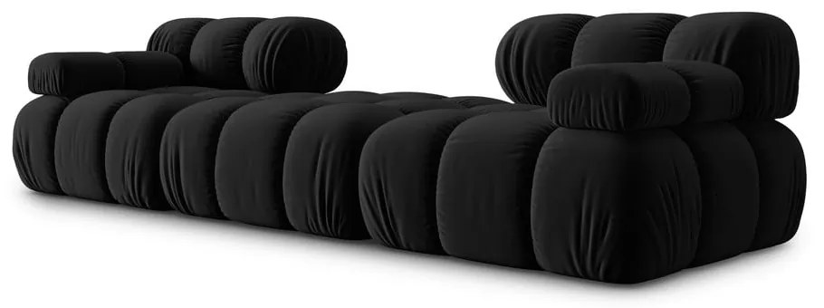 Черен ъглов диван от кадифе Bellis - Micadoni Home