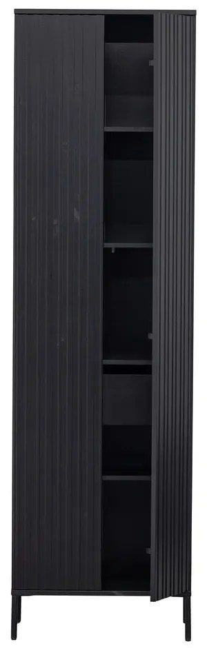 Черен гардероб от масивен бор 60x210x42 cm Gravure – WOOOD