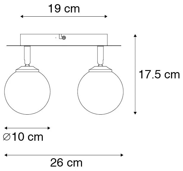 Модерен прожектор черен с димно стъкло 2-светлина - Атина
