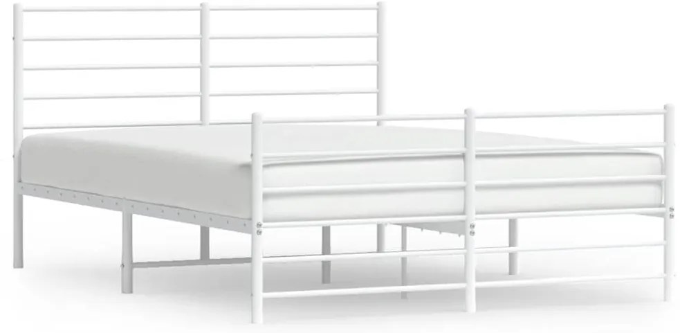 352384 vidaXL Метална рамка за легло с горна и долна табла, бяла, 120x200 см