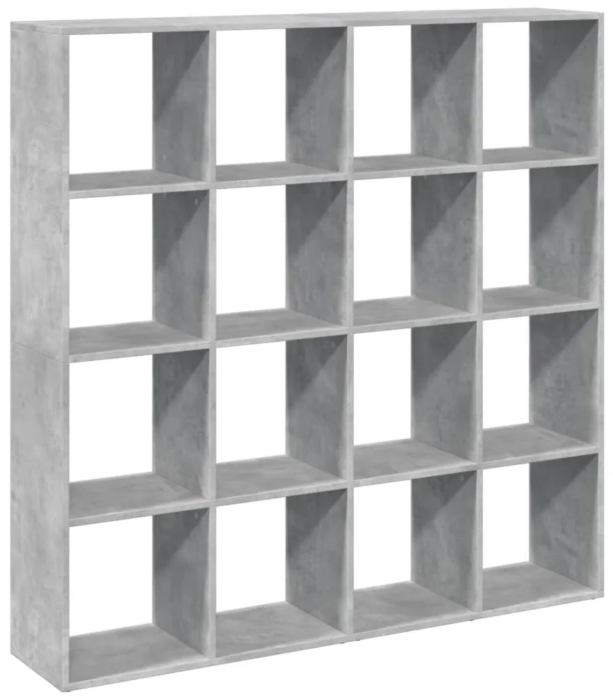 3310292 vidaXL Библиотека, бетонно сива, 137,5x29x137,5 см, инженерно дърво